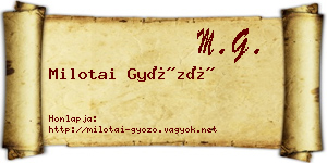 Milotai Győző névjegykártya